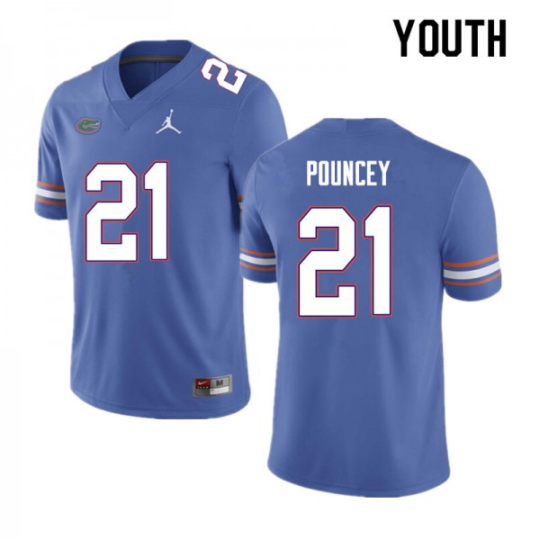 Youth #21 Ethan Pouncey Florida Gators College Football Jerseys Blue